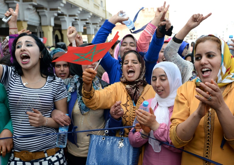 نساء مغربيات يتظاهرن في الثامن من اذار/مارس 2015 في الرباط للمطالبة بالمساواة بين الجنسين/ أ ف ب