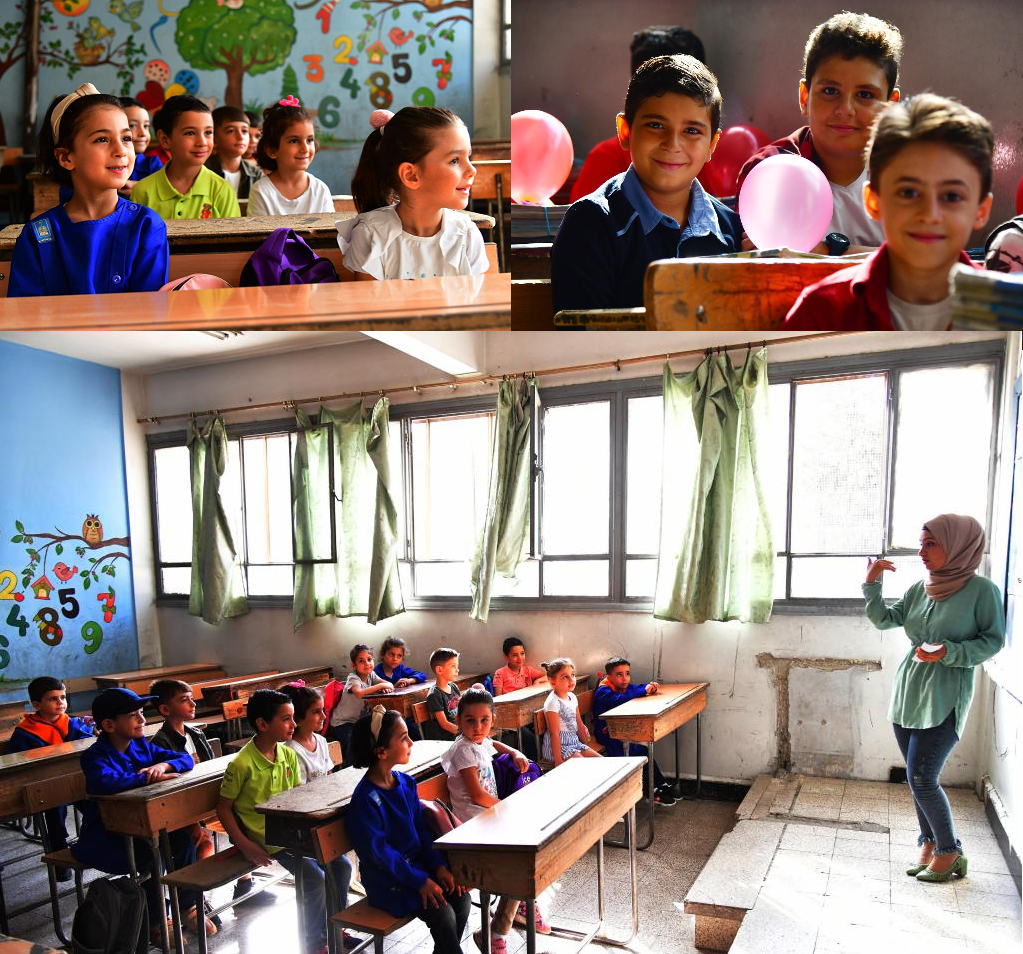 (شينخوا) طلاب في اليوم الأول من العام الدراسي الجديد في مدرسة في دمشق 2022